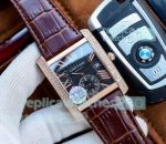 Swiss Replica Cartier Tanks Rose Gold Diamond Black Dial Watch